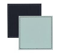 I Style Reversible Faux Leather Coasters with Border Stitch, Plastic, Navy/Duck Egg, Set of 4