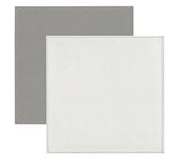I Style Reversible Faux Leather Placemats with Border Stitch, Plastic, White/Grey, Set of 4