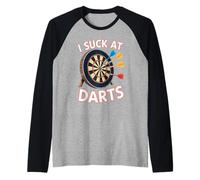 I Suck at Darts Bad Aim Casual Pub Games Raglan Baseball Tee