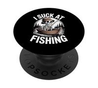 I Suck At Fishing Dad Skeleton Joke Sarcastic Fisherman PopSockets Adhesive PopGrip