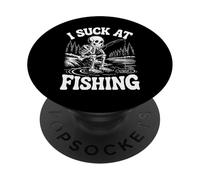 I Suck At Fishing Dad Skeleton Joke Sarcastic Fisherman PopSockets Adhesive PopGrip