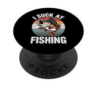 I Suck At Fishing Fisherman Joke Bass Fishing PopSockets Adhesive PopGrip