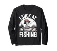 I Suck at Fishing Fisherman Joke Skeleton Bass Fishing Long Sleeve T-Shirt