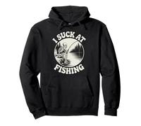 I Suck At Fishing Fisherman Joke Skeleton Bass Fishing Pullover Hoodie