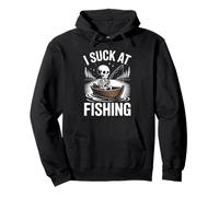 I Suck At Fishing Fisherman Joke Skeleton Bass Fishing Pullover Hoodie