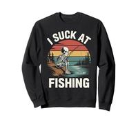 I Suck At Fishing Fisherman Joke Skeleton Bass Fishing Sweatshirt