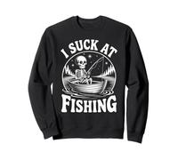 I Suck At Fishing Fisherman Joke Skeleton Bass Fishing Sweatshirt