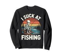 I Suck At Fishing Fisherman Joke Skeleton Bass Fishing Sweatshirt
