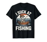 I Suck at Fishing Fisherman Joke Skeleton Bass Fishing T-Shirt