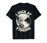 I Suck at Fishing Fisherman Joke Skeleton Bass Fishing T-Shirt