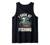 I Suck at Fishing Fisherman Joke Skeleton Bass Fishing Tank Top