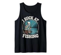 I Suck at Fishing Fisherman Joke Skeleton Bass Fishing Tank Top