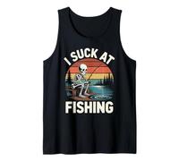 I Suck at Fishing Fisherman Joke Skeleton Bass Fishing Tank Top