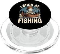 I Suck At Fishing Sarcastic Joke Skeleton Dad Fisherman PopSockets PopGrip for MagSafe