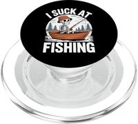 I Suck At Fishing Sarcastic Joke Skeleton Dad Fisherman PopSockets PopGrip for MagSafe