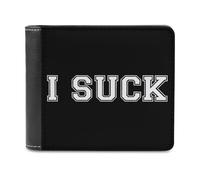 I Suck Bi-fold Men's Wallets with 6 Card Slots Slim Travel Purse Leather Money Clip