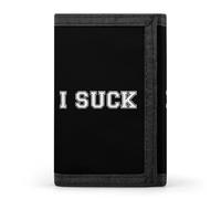 I Suck Trifold Men's Wallets with 8 Card Slots & Key Hook Slim Travel Purse Money Clip