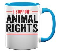 I Support Animal Rights Ceramic Tea Coffee Mug Light Blue