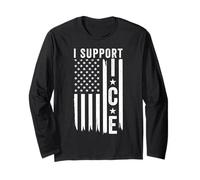 I Support ICE, Immigration Officers American Flag Long Sleeve T-Shirt