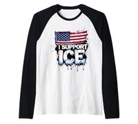 I Support ICE, Immigration Officers American Flag Vintage Raglan Baseball Tee