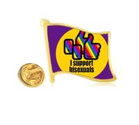 I Support s LGBT Rainbow Golden Metal Flag Lapel Pin Badge