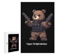 I Support The Right to Arm Bears Jigsaw Puzzles 1000 PCS Puzzle for Adults Wooden Art Puzzles for Men Women Gifts