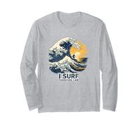 I Surf Therefore I Am Vintage Wave Surfer Philosophy Long Sleeve T-Shirt