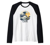 I Surf Therefore I Am Vintage Wave Surfer Philosophy Raglan Baseball Tee