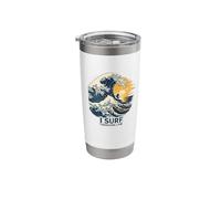 I Surf Therefore I Am Vintage Wave Surfer Philosophy Stainless Steel Insulated Tumbler