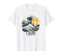 I Surf Therefore I Am Vintage Wave Surfer Philosophy T-Shirt