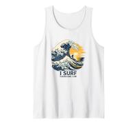 I Surf Therefore I Am Vintage Wave Surfer Philosophy Tank Top