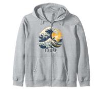 I Surf Therefore I Am Vintage Wave Surfer Philosophy Zip Hoodie
