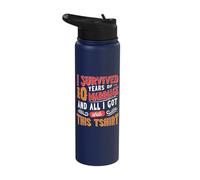 I Survived 10 Years of Marriage Tin Wedding 10th Anniversary Stainless Steel Insulated Water Bottle