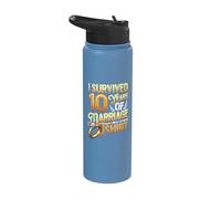 I Survived 10 Years of Marriage Tin Wedding 10th Anniversary Stainless Steel Insulated Water Bottle