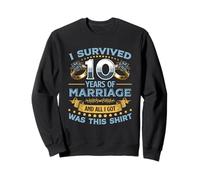 I Survived 10 Years Of Marriage Tin Wedding 10th Anniversary Sweatshirt