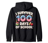 I Survived 100 Days Of School Cute Donut Graphic Zip Hoodie