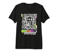 I Survived 100 Days of School Math 67 + 33 Gamer Loading Bar Premium T-Shirt