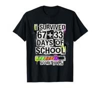 I Survived 100 Days of School Math 67 + 33 Gamer Loading Bar T-Shirt