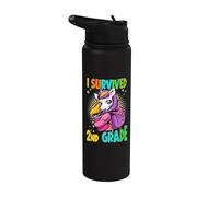 I Survived 2nd Grade Graduation Unicorn Last Day of School Stainless Steel Insulated Water Bottle