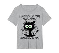 I Survived 38 Years of Marriage T-Shirt, Women's Plus, Heather Grey, 6X