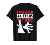 I Survived 44 Years with My Wife Husband 44th Anniversary T-Shirt