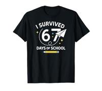 I Survived 6 7 Days of School - Paper Airplane Path 67 Meme T-Shirt