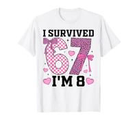 I Survived 6 7 I'm 8 Years Old 8th Birthday Coquette Bow Kid T-Shirt