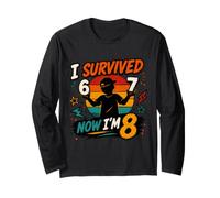I Survived 6 7 Now I'm 8 8th Birthday Boys Girls 8th Bday Long Sleeve T-Shirt