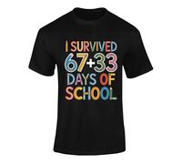 I Survived 67 Days of School colourful T-shirt-perfect for Maths Day, Mathematics for kids and teachers Black L Style 01