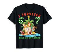 I Survived 67 Days on The Island Christmas Humor Reindeer T-Shirt