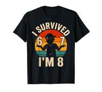 I Survived 67 I'm 8 Funny 8th Birthday Boy 6 7 Meme Retro T-Shirt