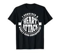 I Survived A Heart Attack What's Your Superpower Cardiac T-Shirt, Men, Black, Large