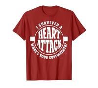 I Survived A Heart Attack What's Your Superpower Cardiac T-Shirt, Men, Cranberry Red, Small