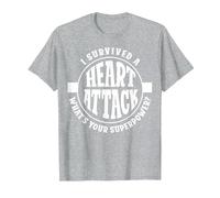 I Survived A Heart Attack What's Your Superpower Cardiac T-Shirt, Men, Heather Grey, 6X-Large